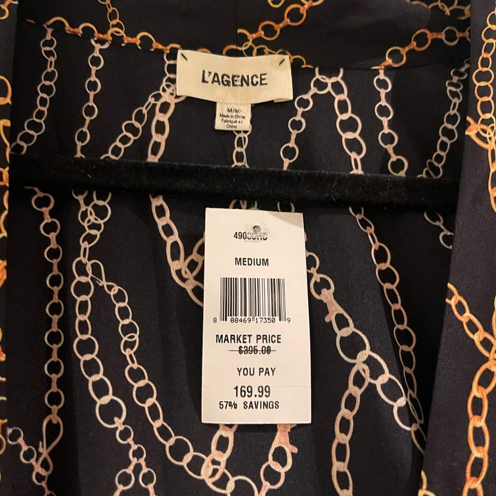 L'AGENCE Chain Pattern Blouse in Black and Gold - Picture 2 of 6